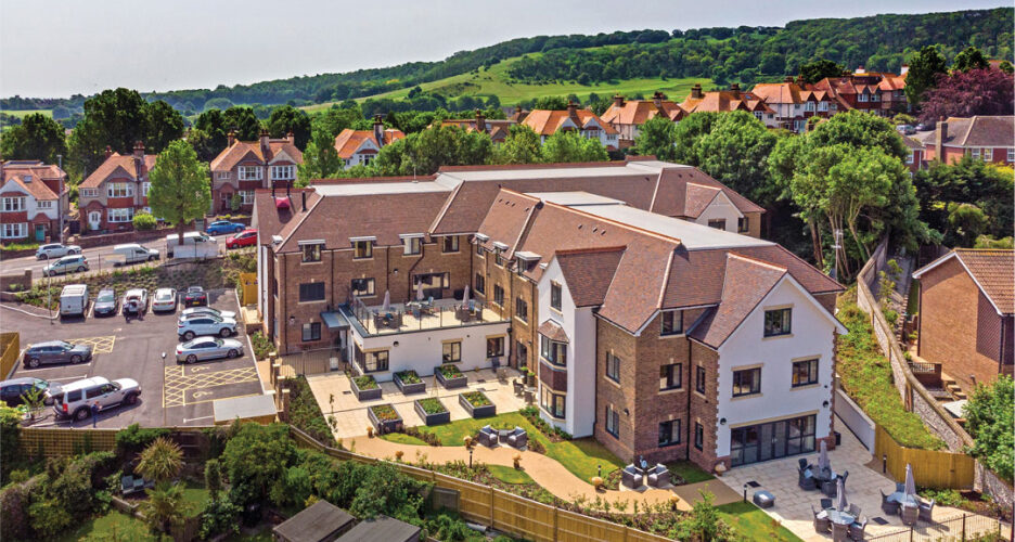 Aerial outside view of Oakland Care Home in Eastbourne