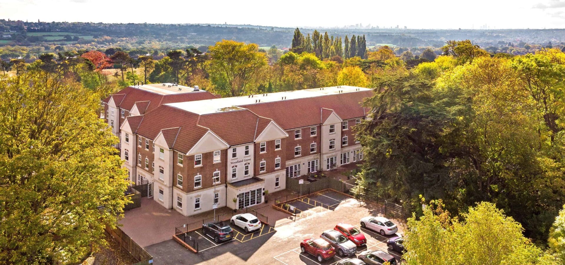 Aerial view of Woodland Grove Care Home in Loughton