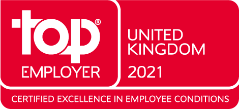 Top Employer UK 2021 Logo - Certified Excellence In Employee Conditions.