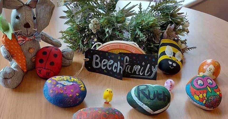 Elsyng House residents paint beautiful pebbles