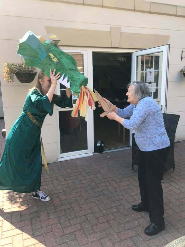 Resident having fun slaying the dragon