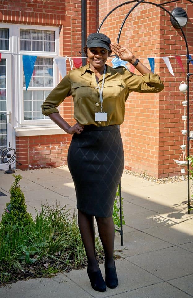 Home Manager Sonia Kasese dressed up for VE Day