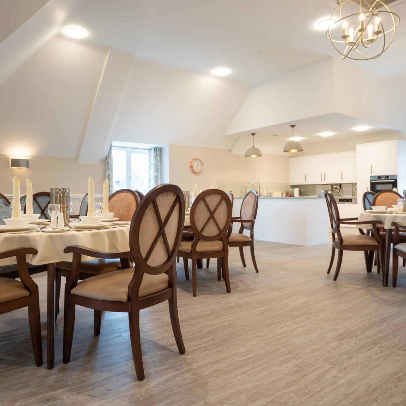Dining area with table and chairs at Elmbook Court Care Home Wantage