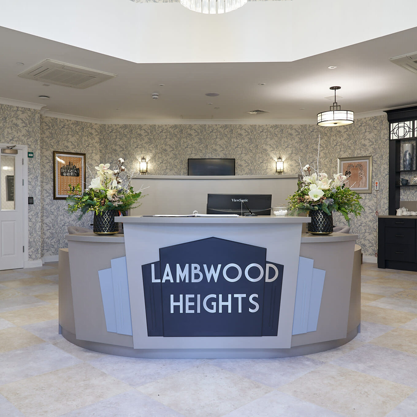 Main reception desk at Lambwood Heights Care Home in Chigwell