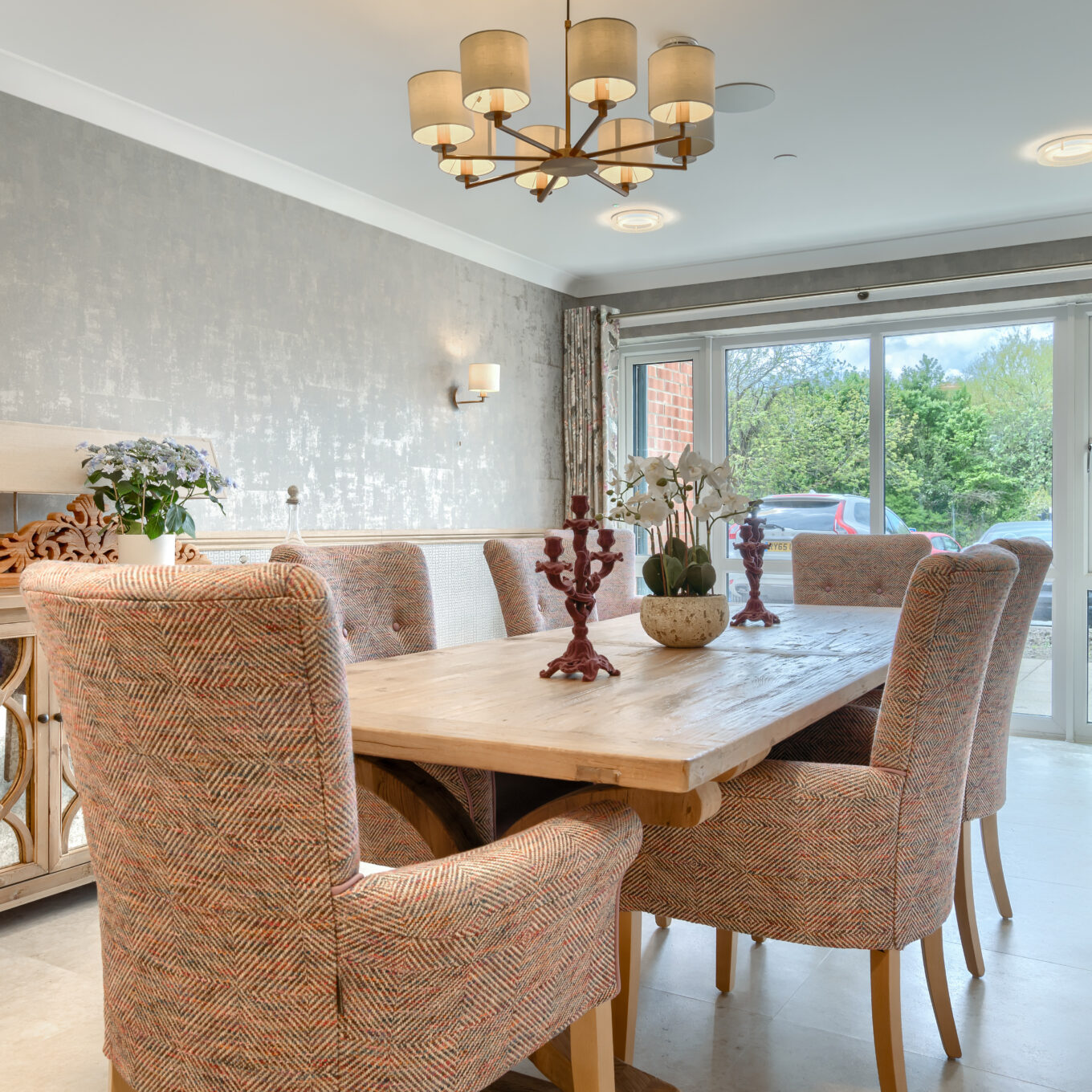 Private dining room with six chairs and table at Elmbrook Court Care Home in Wantage