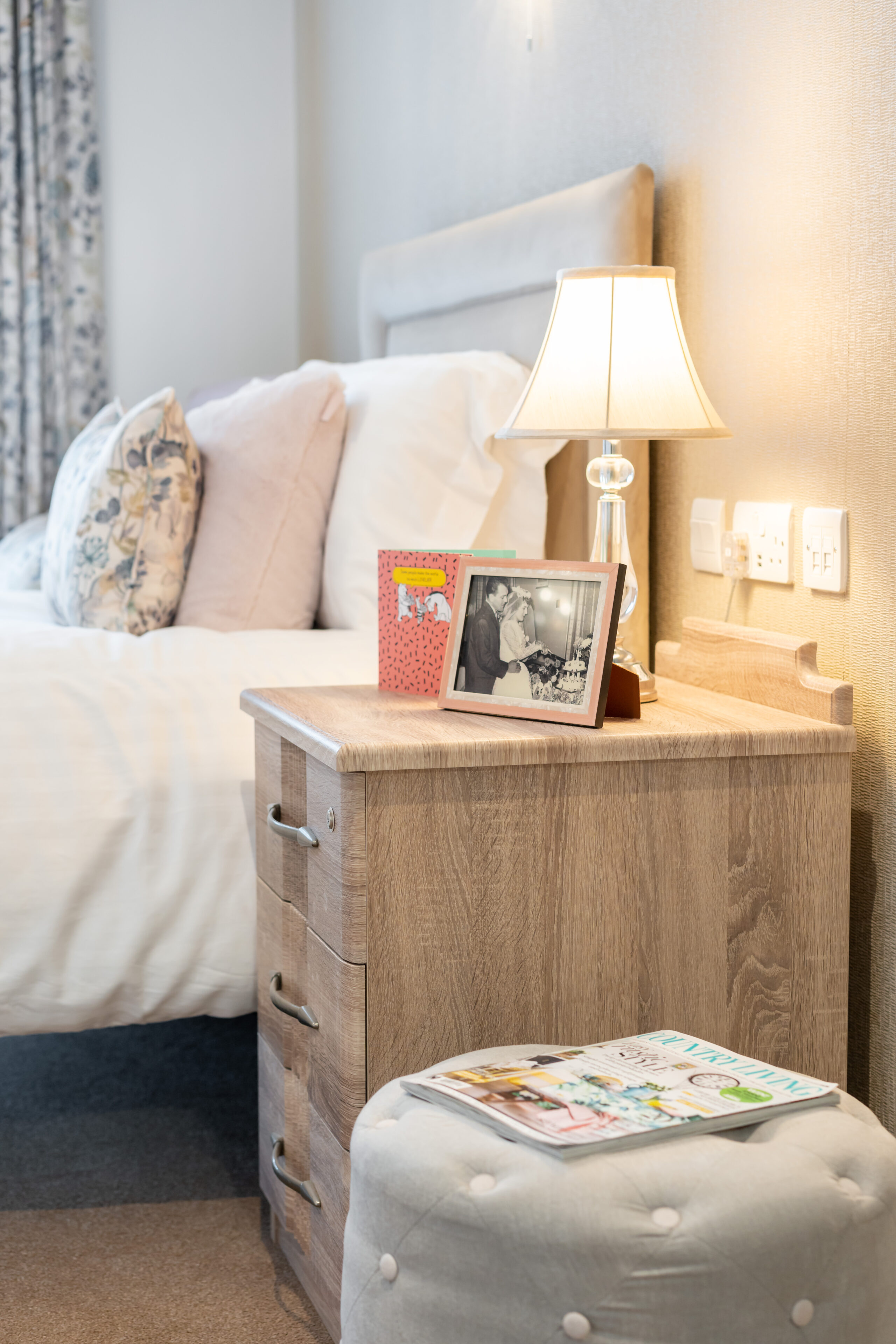 Bedside cabinet at Birchwood Heights Care Home in Swanley