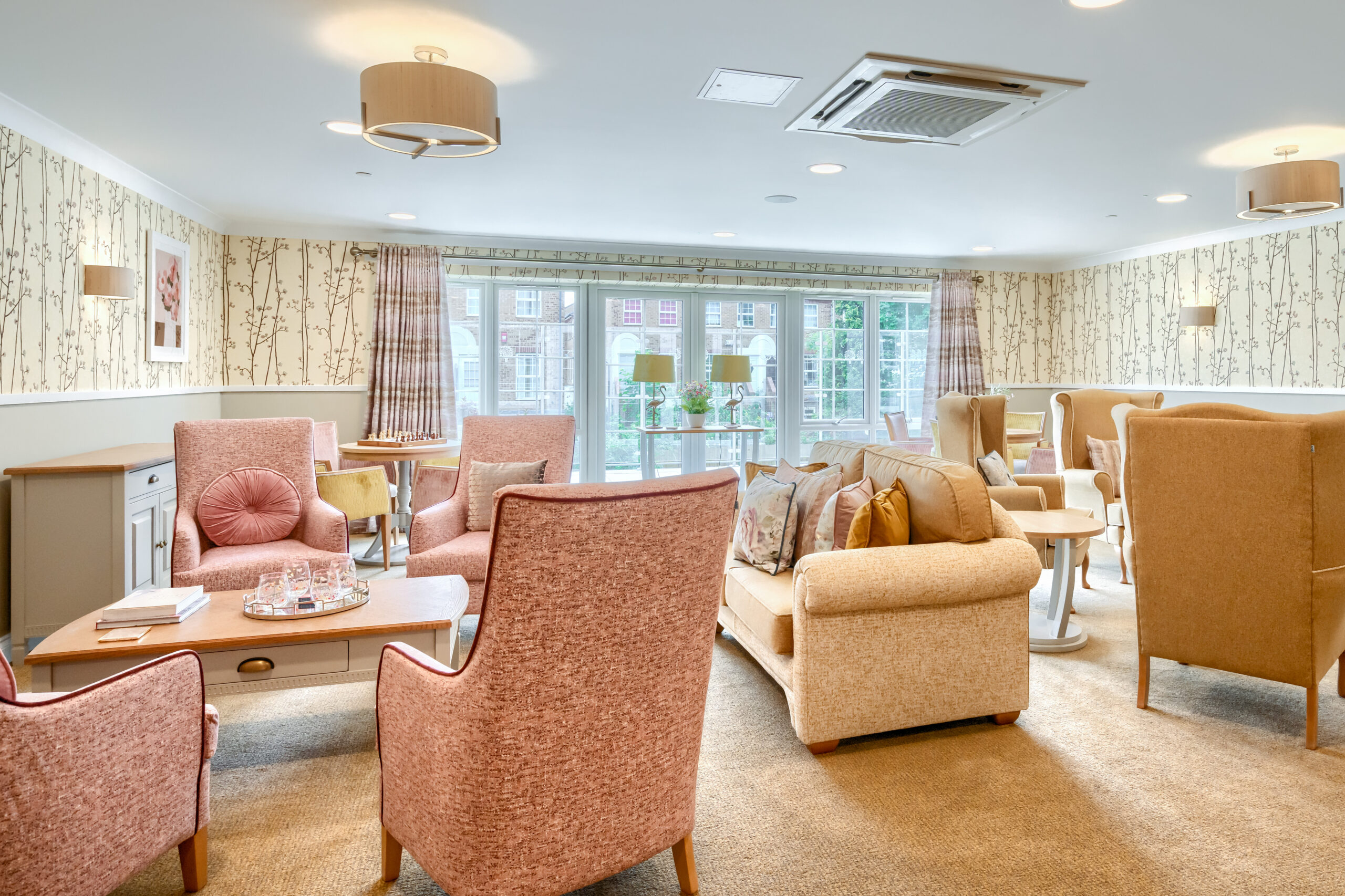Lounge area with table and chairs at Birchwood Heights Care Home in Swanley