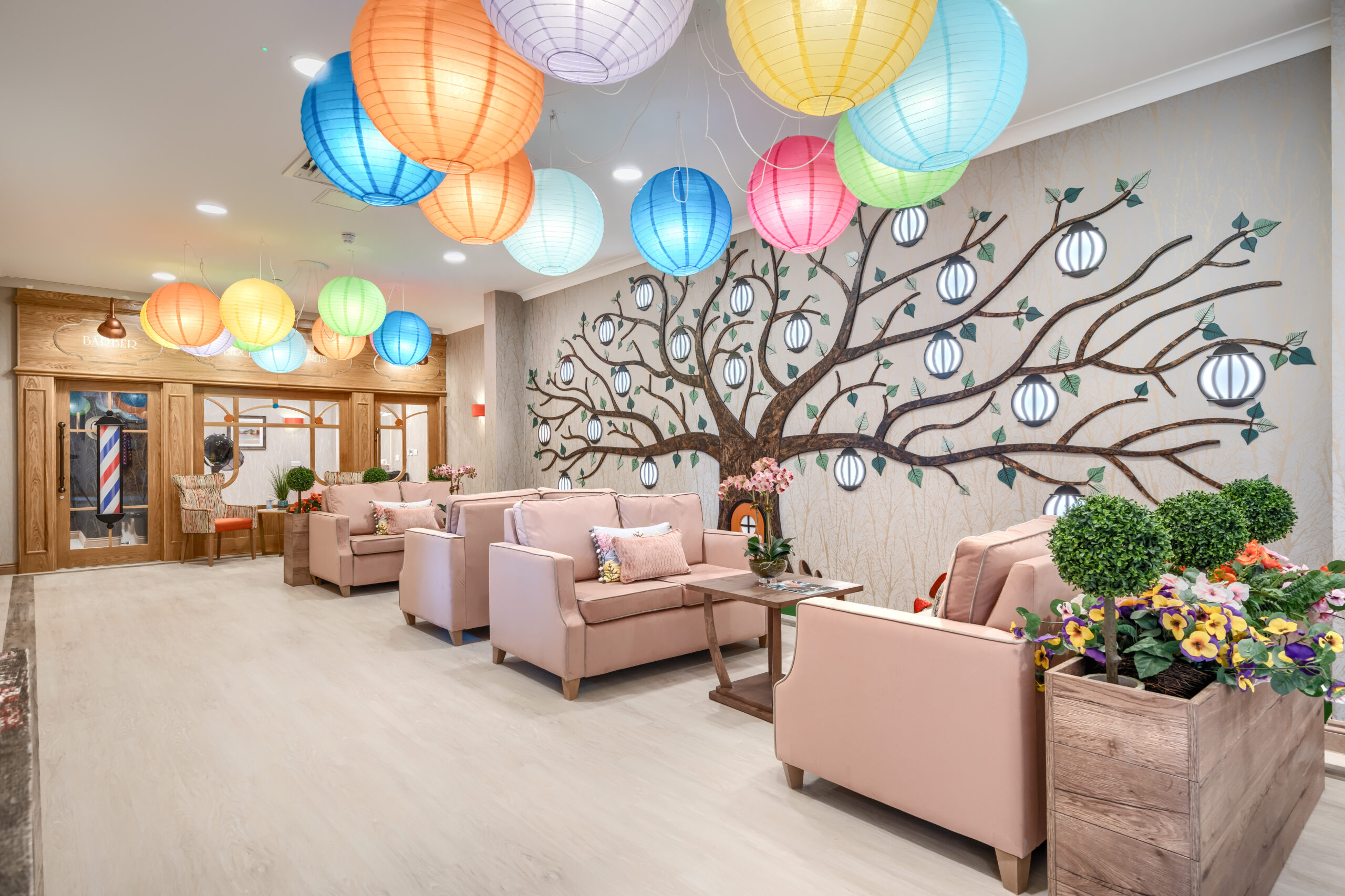 Seating section within the reception area at Birchwood Heights Care Home