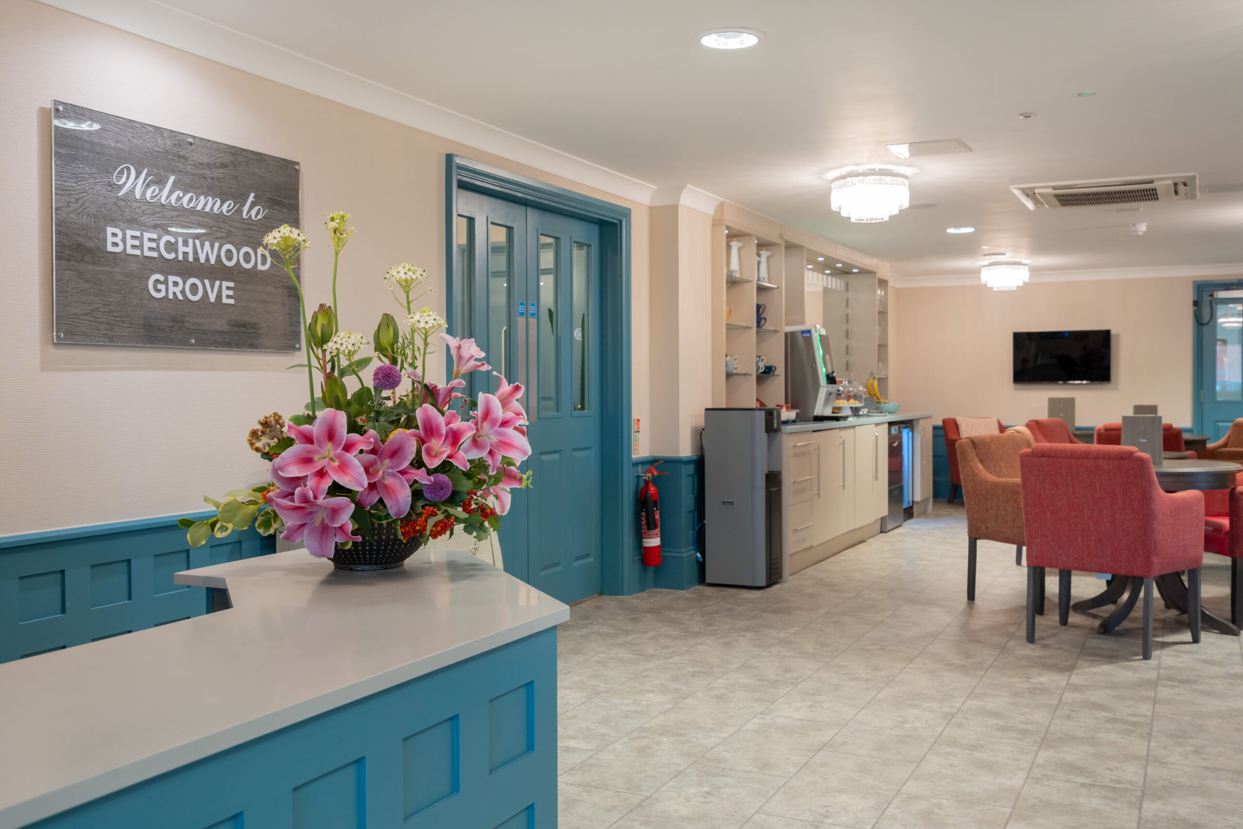 Bistro and reception at Beechwood Grove Care Home in Eastbourne
