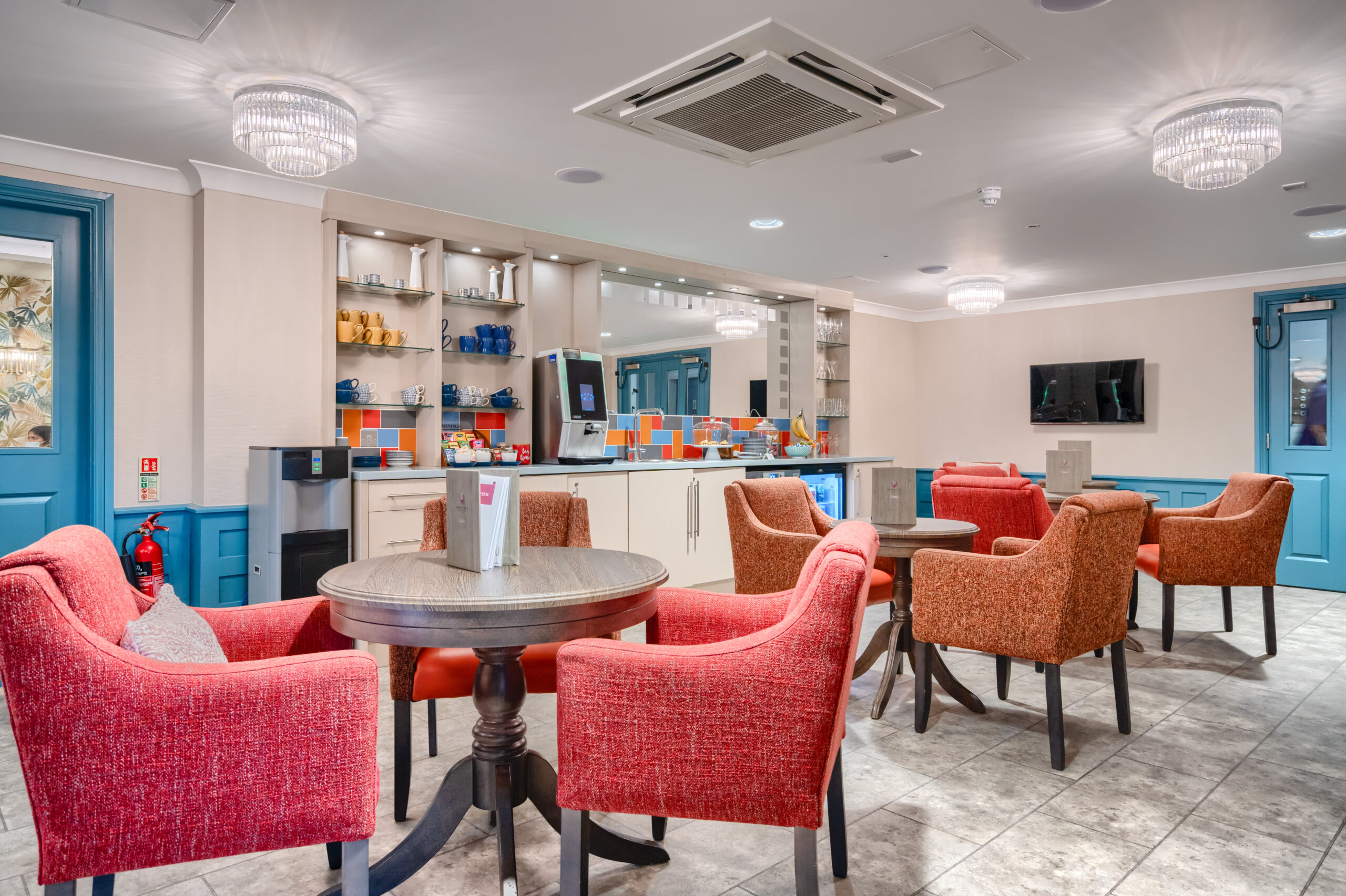 Beechwood Grove Care Home bistro area with tables and chairs