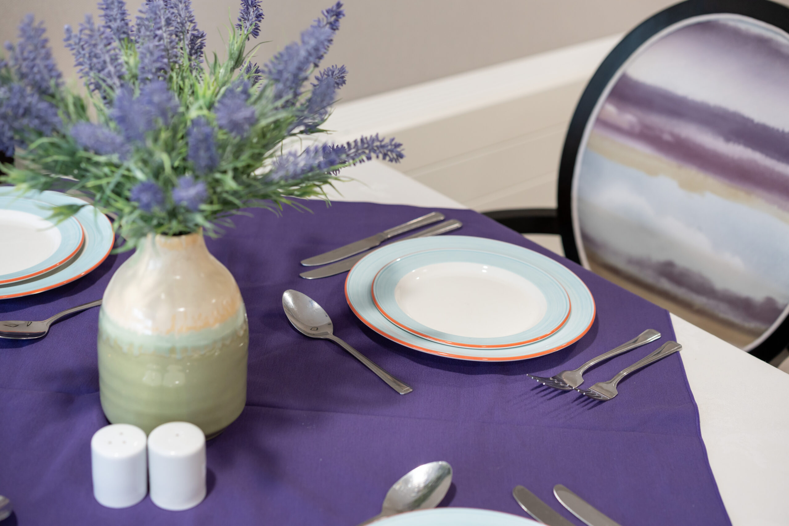 Oakland Care Home in Hastings dining table with plate and cutlery